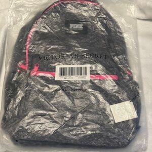 PINK Victoria's Secret Dark Gray Backpack with Pink Trim